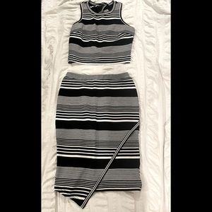 19 Cooper Two Piece Shirt and Skirt Stripped Set